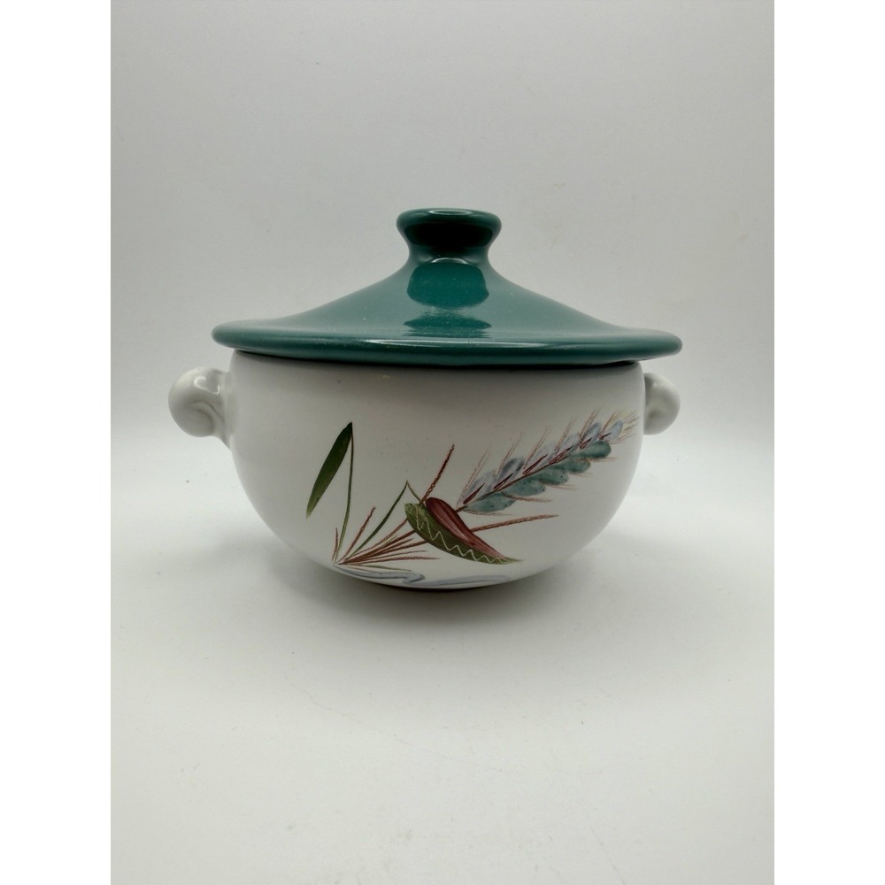 MCM Denby Stoneware Small Covered Casserole Dish Greenwheat Pattern